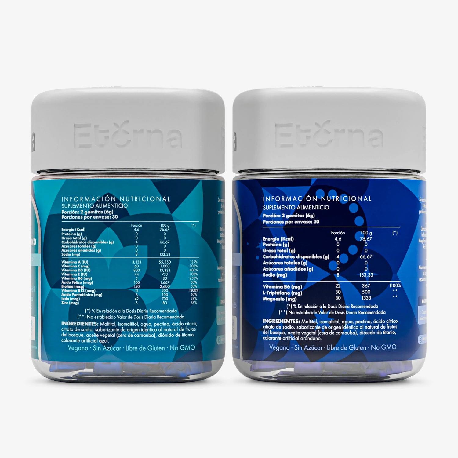 Pack Bienestar Eterna Nutrition vista con las tablas nutricionales