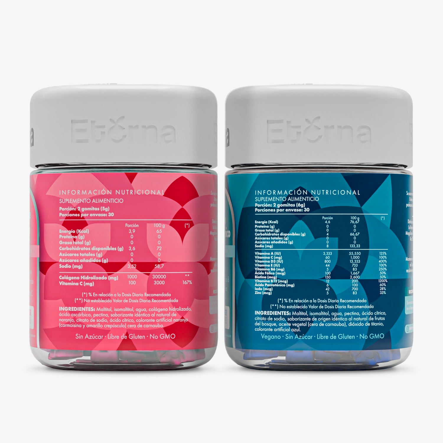 Pack Belleza Eterna Nutrition vista con las tablas nutricionales