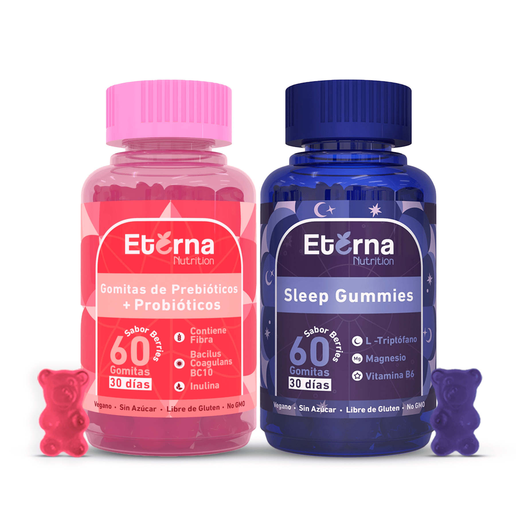 Gomitas de probióticos y prebióticos y gomitas para el sueño de eterna nutrition